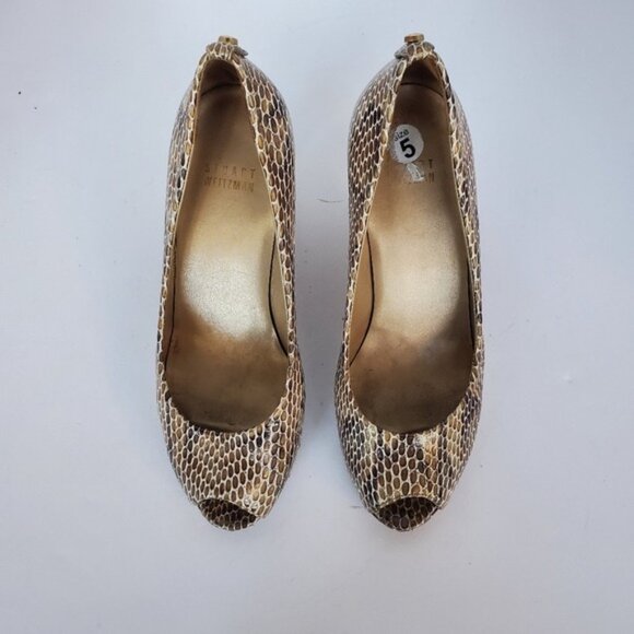 Stuart Weitzman Patent Pump Snake Print Neutral Size 6 - Picture 4 of 16